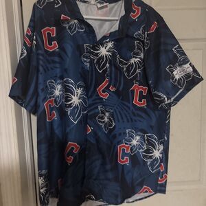 Cleveland Guardians Blue Hawaiian Button Up Shirt, Size: XL